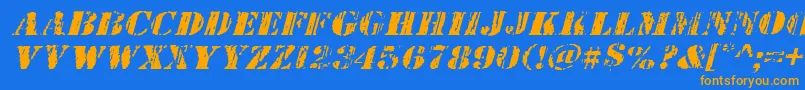 Wetworksexpandital-Schriftart – Orangefarbene Schriften auf blauem Hintergrund
