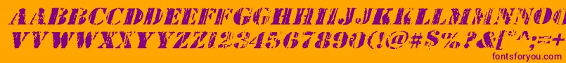 Wetworksexpandital-fontti – violetit fontit oranssilla taustalla