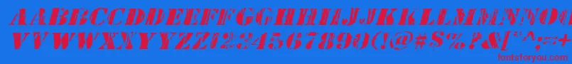 フォントWetworksexpandital – 赤い文字の青い背景