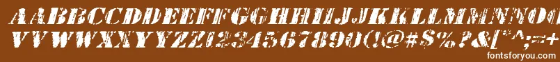 Wetworksexpandital-Schriftart – Weiße Schriften auf braunem Hintergrund