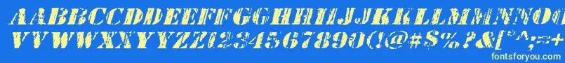 Wetworksexpandital Font – Yellow Fonts on Blue Background