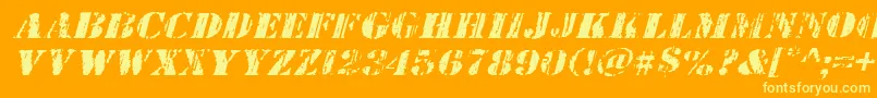 Wetworksexpandital-Schriftart – Gelbe Schriften auf orangefarbenem Hintergrund