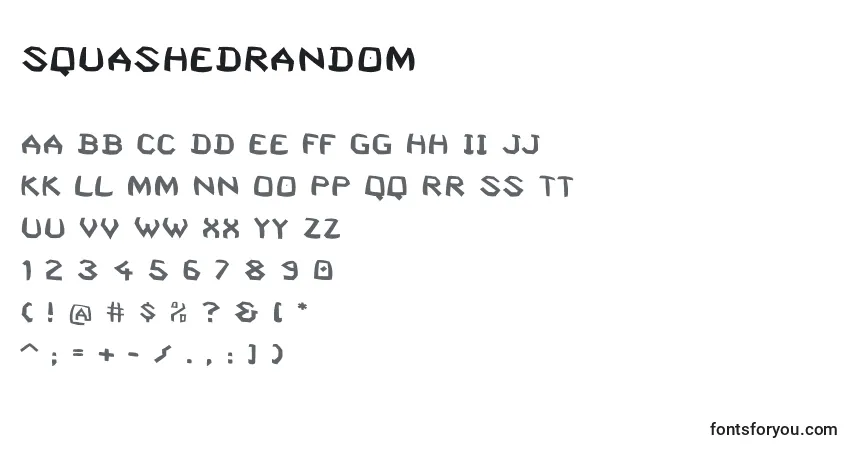 Czcionka Squashedrandom – alfabet, cyfry, specjalne znaki