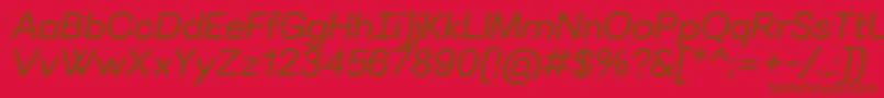 Fonte VillerayItalic – fontes marrons em um fundo vermelho