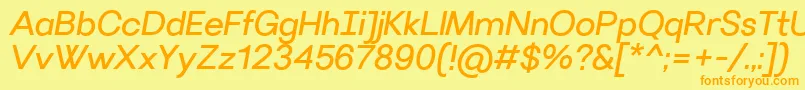 Fonte VillerayItalic – fontes laranjas em um fundo amarelo