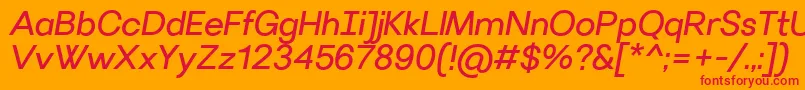 フォントVillerayItalic – オレンジの背景に赤い文字