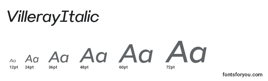 VillerayItalic Font Sizes