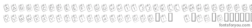 KrLilNote-fontti – harmaat kirjasimet valkoisella taustalla