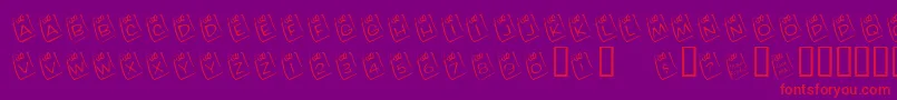 KrLilNote-Schriftart – Rote Schriften auf violettem Hintergrund