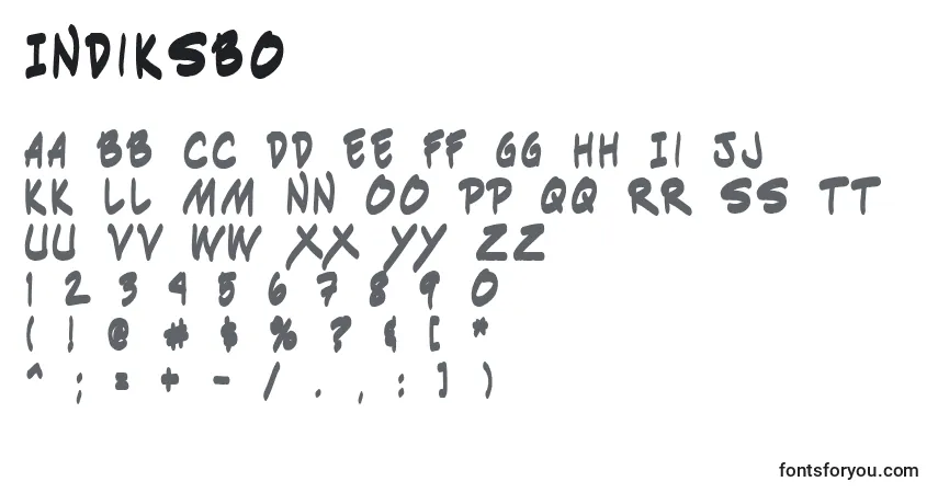 Czcionka Indiksb0 – alfabet, cyfry, specjalne znaki