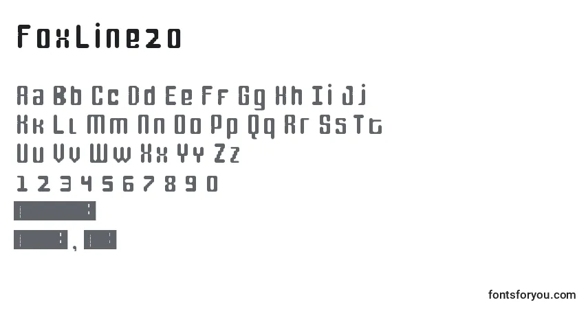 A fonte FoxLine20 – alfabeto, números, caracteres especiais