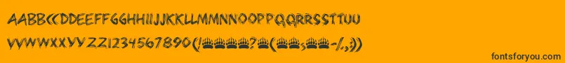 Bearpaw-Schriftart – Schwarze Schriften auf orangefarbenem Hintergrund