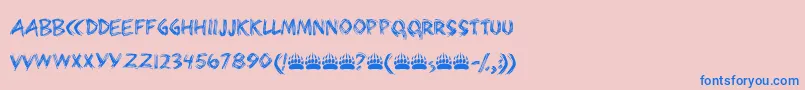 Bearpaw-Schriftart – Blaue Schriften auf rosa Hintergrund