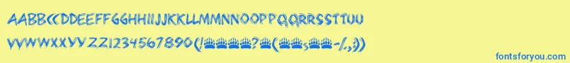 Bearpaw Font – Blue Fonts on Yellow Background