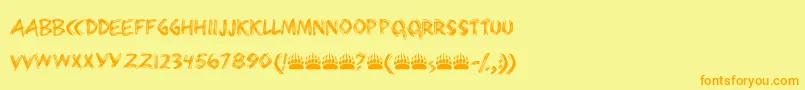 Bearpaw-Schriftart – Orangefarbene Schriften auf gelbem Hintergrund