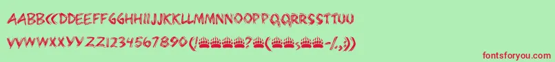 Fonte Bearpaw – fontes vermelhas em um fundo verde