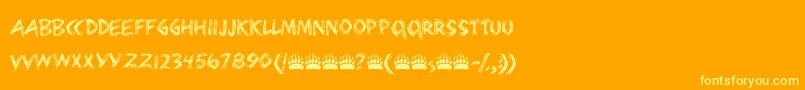 Bearpaw-Schriftart – Gelbe Schriften auf orangefarbenem Hintergrund