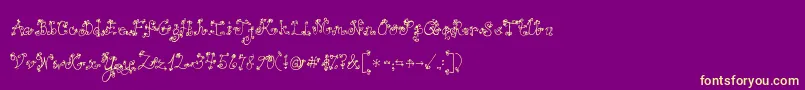 Jandaloveandrain-Schriftart – Gelbe Schriften auf violettem Hintergrund