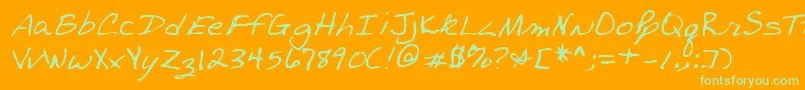 Lehn198-Schriftart – Grüne Schriften auf orangefarbenem Hintergrund