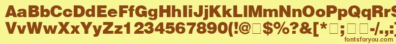 フォントHelveticaBlack – 茶色の文字が黄色の背景にあります。