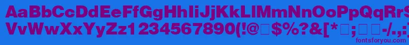 HelveticaBlack Font – Purple Fonts on Blue Background