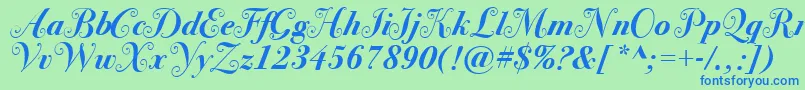 BodoniSvtytwoswaItcTtBoldit Font – Blue Fonts on Green Background