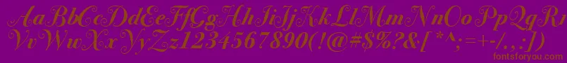 BodoniSvtytwoswaItcTtBoldit-Schriftart – Braune Schriften auf violettem Hintergrund