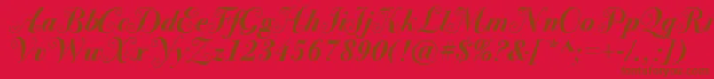 BodoniSvtytwoswaItcTtBoldit Font – Brown Fonts on Red Background