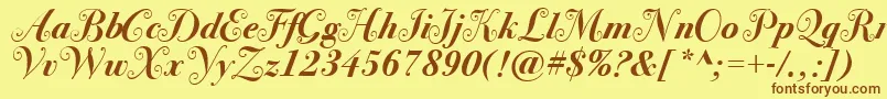 BodoniSvtytwoswaItcTtBoldit Font – Brown Fonts on Yellow Background