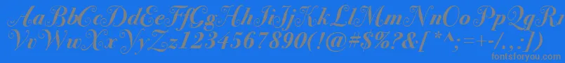 BodoniSvtytwoswaItcTtBoldit Font – Gray Fonts on Blue Background