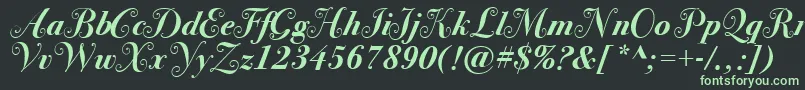 フォントBodoniSvtytwoswaItcTtBoldit – 黒い背景に緑の文字