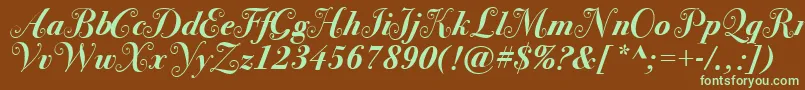 BodoniSvtytwoswaItcTtBoldit Font – Green Fonts on Brown Background