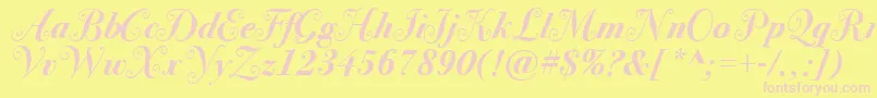 BodoniSvtytwoswaItcTtBoldit-Schriftart – Rosa Schriften auf gelbem Hintergrund