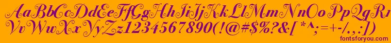 BodoniSvtytwoswaItcTtBoldit Font – Purple Fonts on Orange Background
