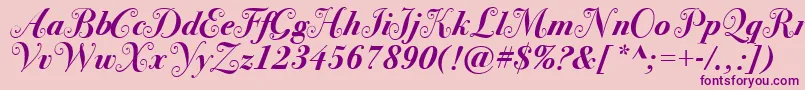 BodoniSvtytwoswaItcTtBoldit-Schriftart – Violette Schriften auf rosa Hintergrund