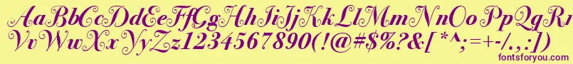 BodoniSvtytwoswaItcTtBoldit Font – Purple Fonts on Yellow Background