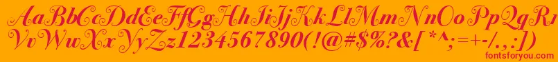 BodoniSvtytwoswaItcTtBoldit Font – Red Fonts on Orange Background