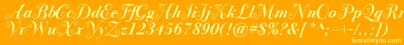 BodoniSvtytwoswaItcTtBoldit Font – Yellow Fonts on Orange Background