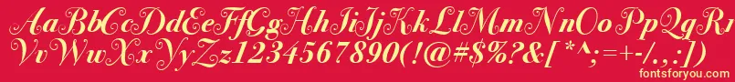 BodoniSvtytwoswaItcTtBoldit Font – Yellow Fonts on Red Background