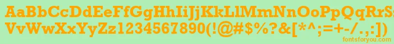 フォントAstuteSsiBold – オレンジの文字が緑の背景にあります。