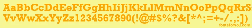 フォントAstuteSsiBold – オレンジの文字が黄色の背景にあります。