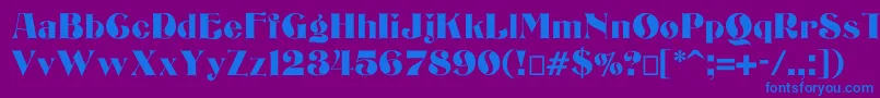 フォントBizarrerie – 紫色の背景に青い文字