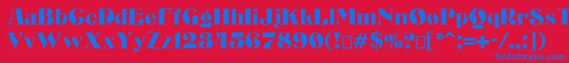 Bizarrerie-fontti – siniset fontit punaisella taustalla