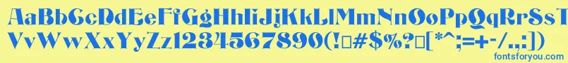 Шрифт Bizarrerie – синие шрифты на жёлтом фоне