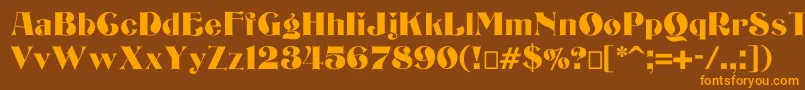 Bizarrerie-Schriftart – Orangefarbene Schriften auf braunem Hintergrund