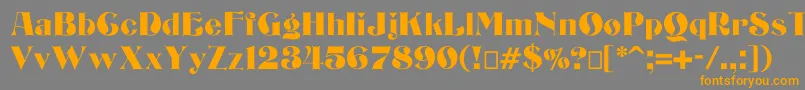 Bizarrerie-Schriftart – Orangefarbene Schriften auf grauem Hintergrund