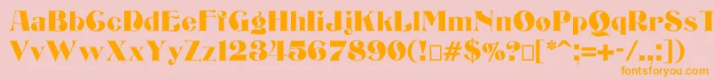 Bizarrerie-Schriftart – Orangefarbene Schriften auf rosa Hintergrund