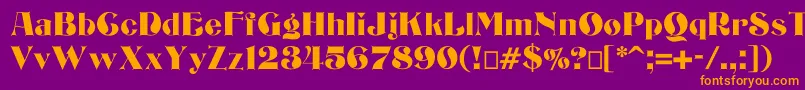 Bizarrerie-Schriftart – Orangefarbene Schriften auf violettem Hintergrund