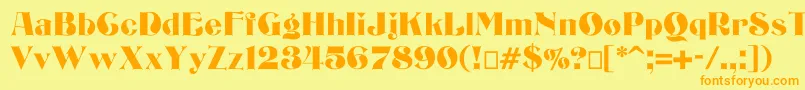 Bizarrerie-Schriftart – Orangefarbene Schriften auf gelbem Hintergrund