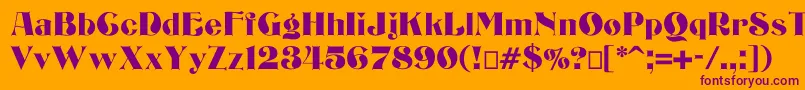 Bizarrerie-Schriftart – Violette Schriften auf orangefarbenem Hintergrund